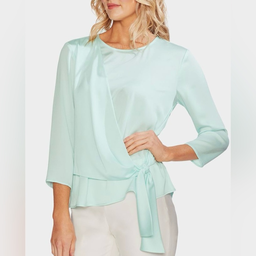 Vince Camuto Blouse Tie Front Light Seaglass